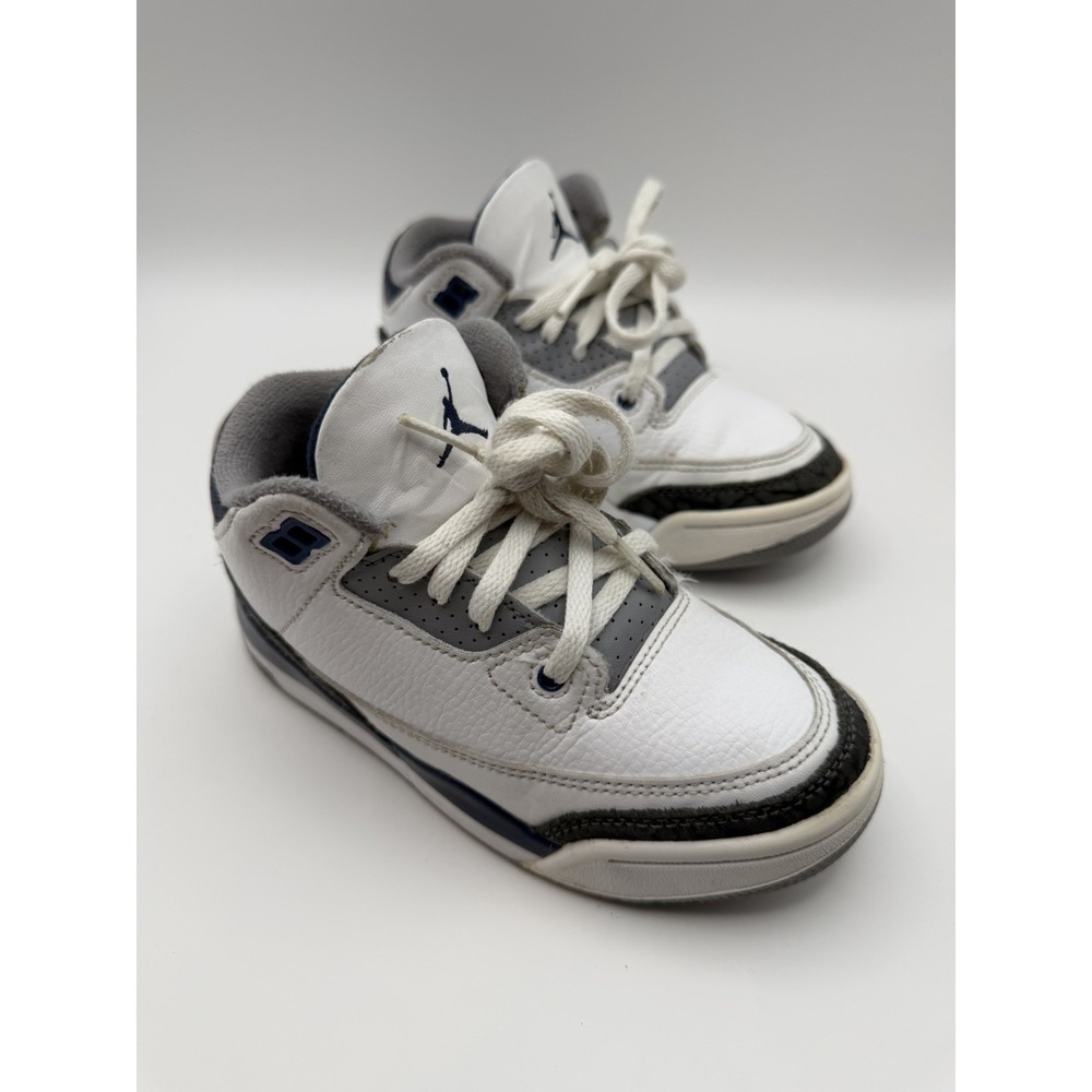 Nike Air Jordan 3 Retro Midnight Navy 11C Toddler White Blue DM0966-140 Sneakers